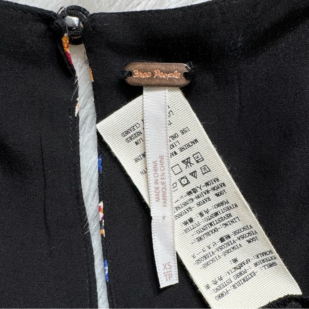 Free People Smocked Floral Celestial Star Black Long Sleeve Skater Mini Dress - Picture 13 of 14